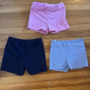 Set of Three Cotton Shorts - Pink, Black, and Light Blue